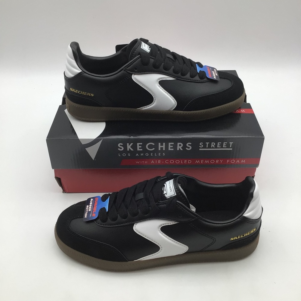 Skechers Street Hotshot Junior Varsity Kids Black White Sneakers Size 3.5 NEW